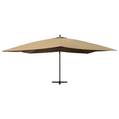 vidaXL Cantilever Umbrella with Wooden Pole 400x300 cm Taupe