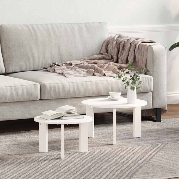 vidaXL Coffee Table 2 pcs White Solid Pine wood