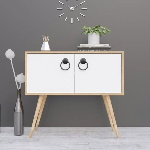 Homemania Multiuse Cabinet Tia 90x40x80 cm White and Oak