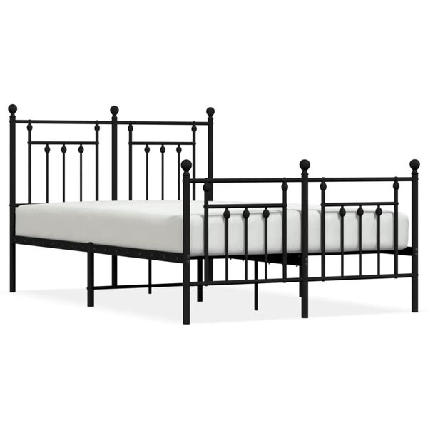 vidaXL Metal Bed Frame without Mattress with Footboard Black 120x200cm