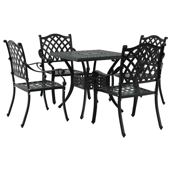 vidaXL Garden Table Set 5 pcs Black Cast Aluminium