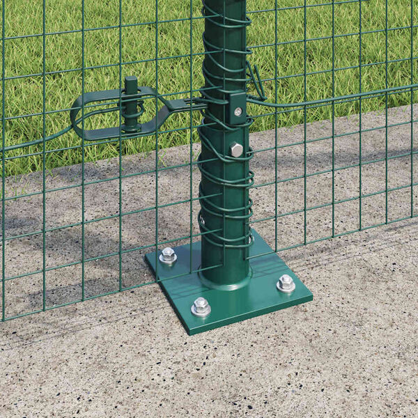 vidaXL Fence with Posts Green 1.5 x 10 m Steel