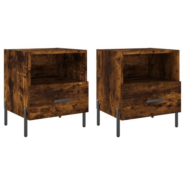 vidaXL Bedside Cabinets 2 pcs Smoked Oak 40x35x47.5 cm Engineered Wood