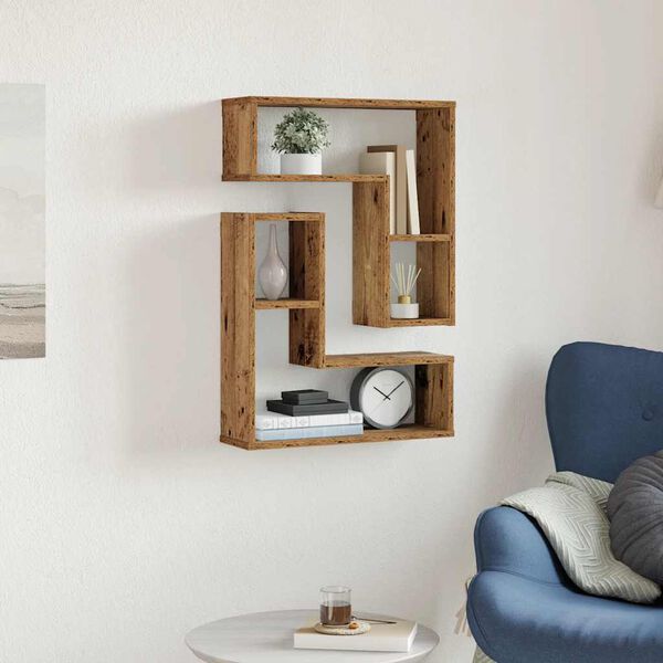 vidaXL Wall Cube Shelves 2 pcs Old Wood 50x15x50 cm Engineered Wood