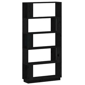 vidaXL Book Cabinet/Room Divider Black 80x25x163,5 cm Solid Wood Pine