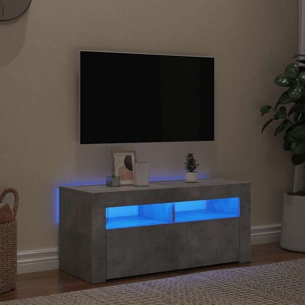vidaXL TV Cabinet with LED Lights Concrete Grey 90x35x40 cm