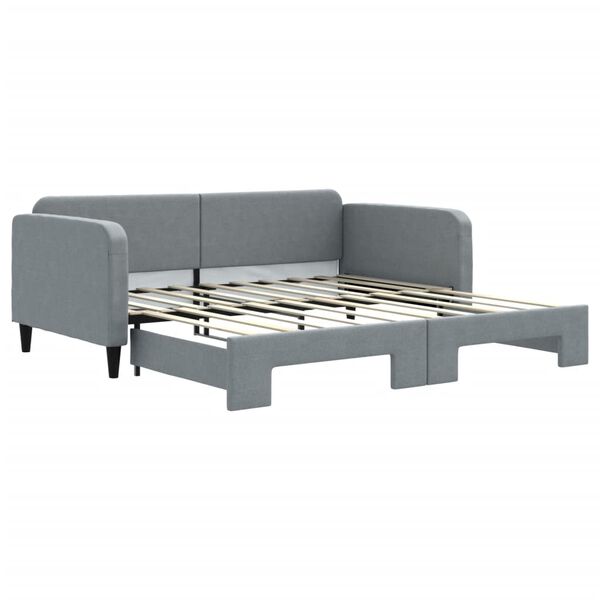 vidaXL Daybed with Trundle without Mattress Light Grey 90x190 cm Single