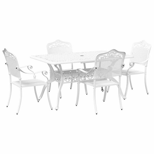vidaXL Garden Dining Set 5 pcs White Aluminium