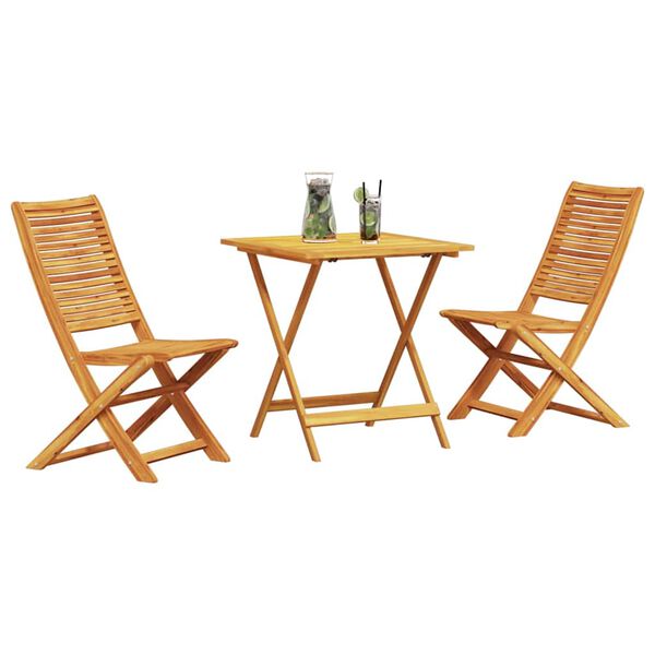 vidaXL Folding Bistro Set Folding 3 pcs Brown Solid Acacia Wood