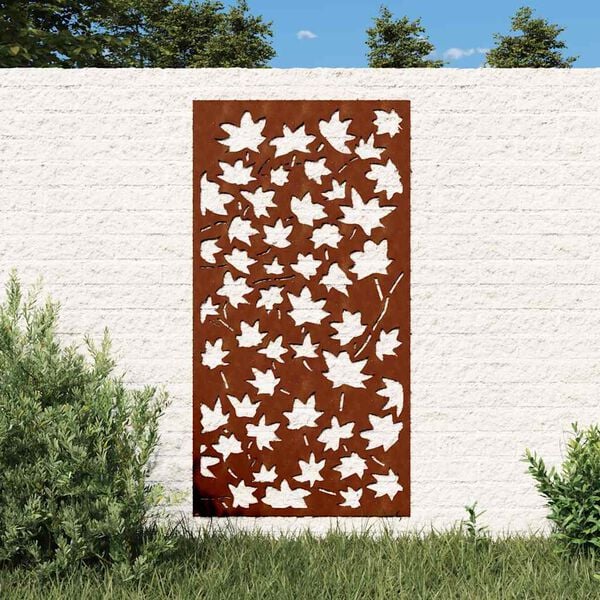 vidaXL Garden Wall Decoration 105x55 cm Corten Steel Maple Leaf Design