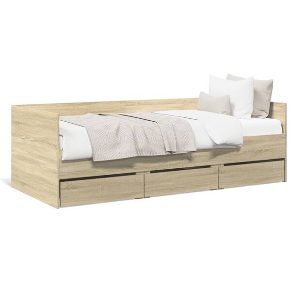 vidaXL Daybed with Drawers without Mattress Sonoma Oak 100x200 cm