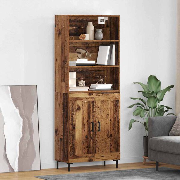 vidaXL Highboard Old Wood 69.5 x 34 x 180 cm Engineered Wood