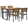 vidaXL Garden Dining Set 5 pcs Black Solid Acacia Wood