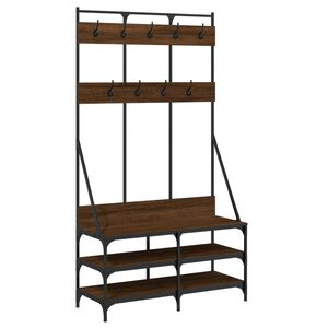 vidaXL Clothes Rack with Shoe Storage Brown Oak 100x40x184 cm