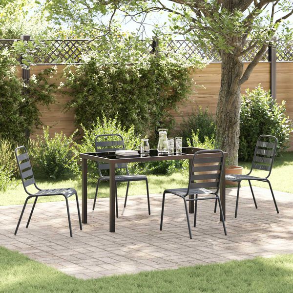 vidaXL Garden Dining Set 5 pcs Anthracite Powder-Coated Steel
