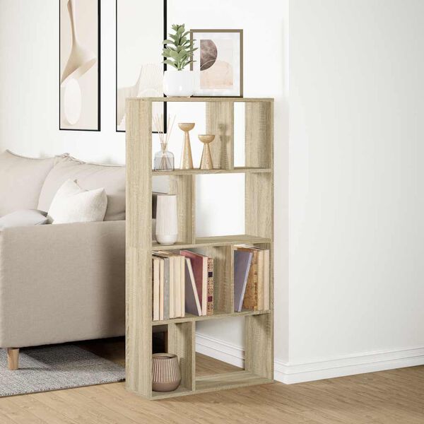 vidaXL Bookcase Sonoma Oak 60x20x120.5 cm Engineered Wood