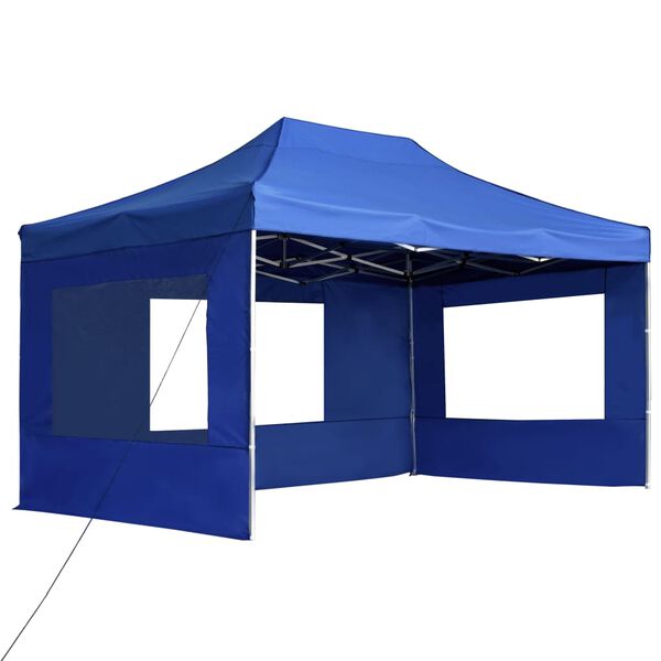 vidaXL Professional Folding Party Tent with Walls Aluminium 4.5x3 m Blue