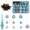 vidaXL Christmas Bauble Set 61 pcs Turquoise Dia. 6 cm Plastic