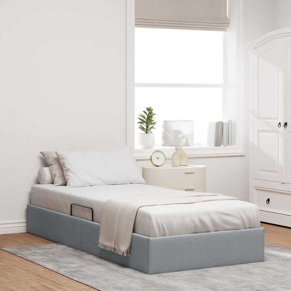vidaXL Storage Bed with Mattress Light Grey 90 x 190 cm Fabric