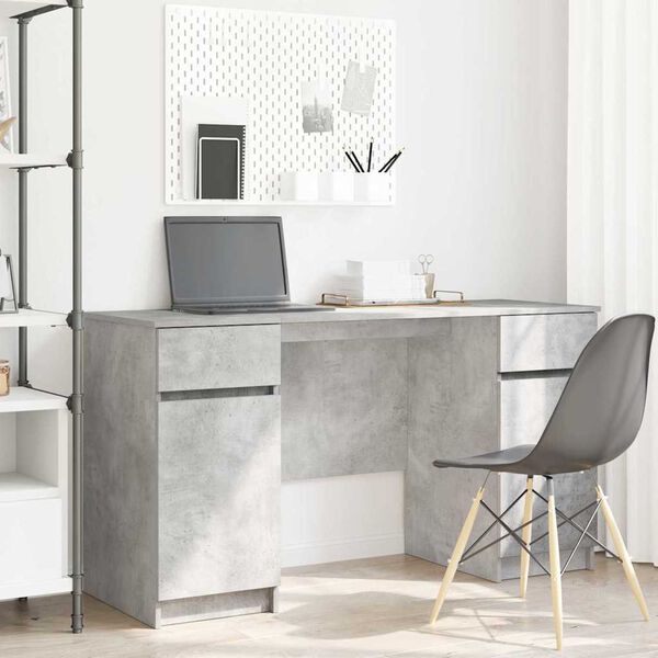 vidaXL Desk with Drawer Concrete grey 140 x 49 x 76 cm Engineered wood