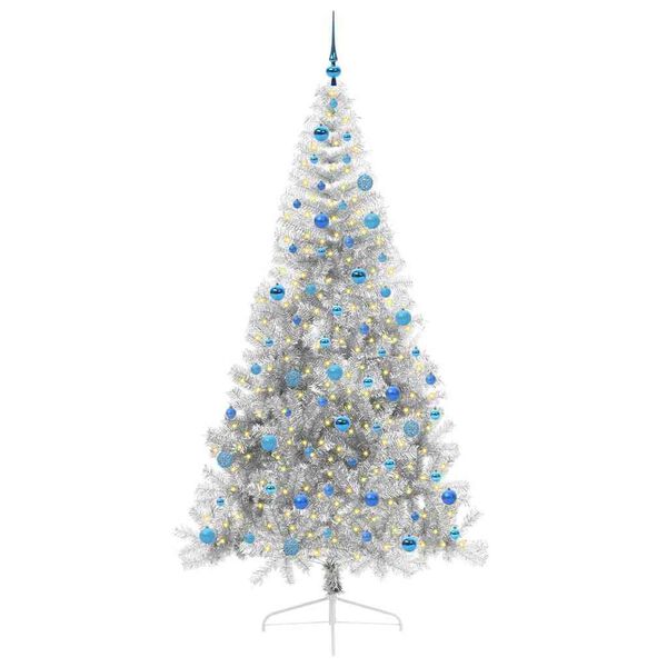 vidaXL Artificial Pre-lit Christmas Tree Silver 240 cm PET