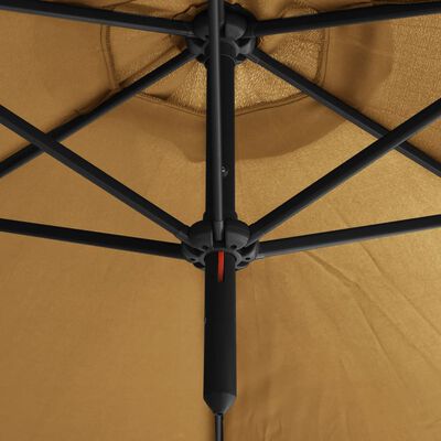 vidaXL Double Parasol with Steel Pole Taupe 600 cm