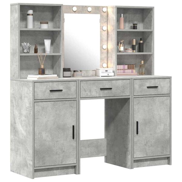 vidaXL Dressing Table Set 3 pcs Concrete Grey Engineered Wood