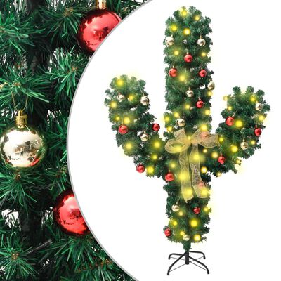 vidaXL Christmas Cactus with Stand and LED Green 150 cm PVC