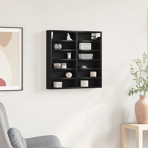 vidaXL Display Cabinet Black Oak 60 x 8.5 x 58 cm Engineered Wood