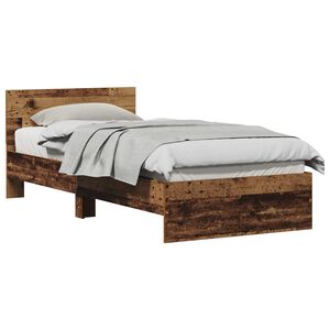 vidaXL Bed Frame with Headboard Old Wood 90 x 190 cm Engineered Wood