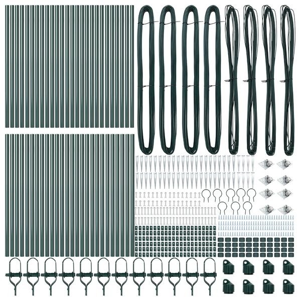 vidaXL Fence Post Other 52 pcs Grey 3.2 x 3.2 x 60 cm Steel