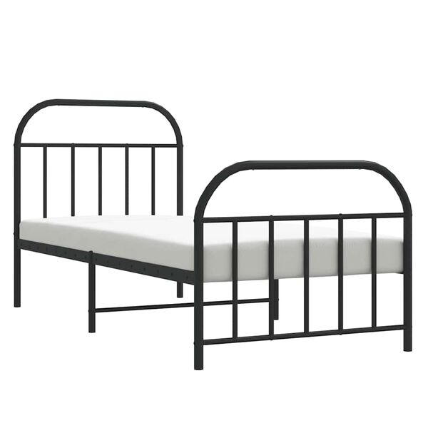 vidaXL Metal Bed Frame without Mattress with Footboard Black 80x200cm