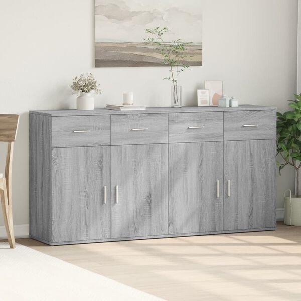 vidaXL Sideboards 2 pcs Grey Sonoma 79x38x80 cm Engineered Wood