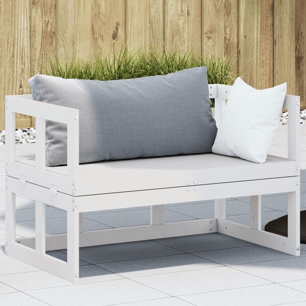 vidaXL Garden Sofa Bench Extendable White Solid Wood Pine