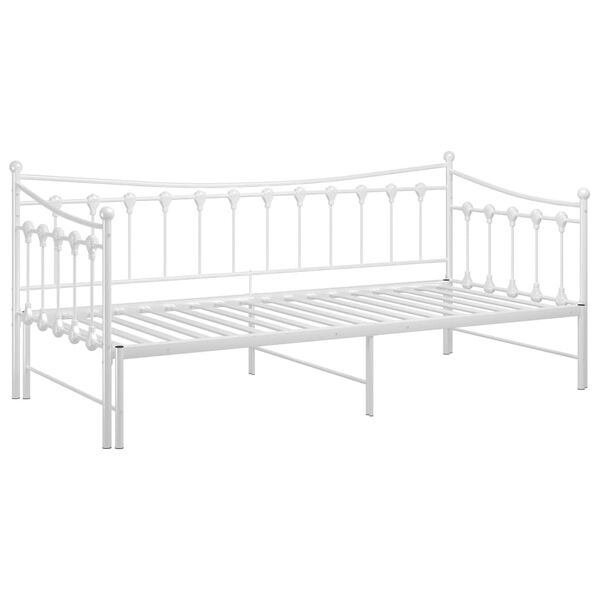 vidaXL Pull-out Sofa Bed Frame without Mattress White Metal 90x200 cm