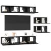 vidaXL TV Cabinet Set Wall-mounted 6 pcs Black Oak Engineered Wood