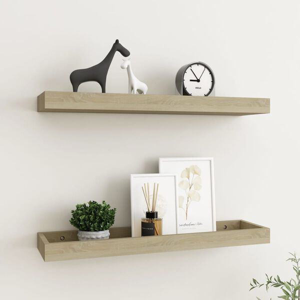 vidaXL Loggia Wall Shelves 2 pcs Oak 60x15x4 cm MDF