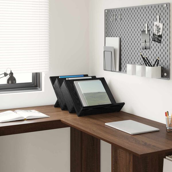 vidaXL Magazine Rack Black Oak 53 x 40 x 28.5 cm Engineered Wood