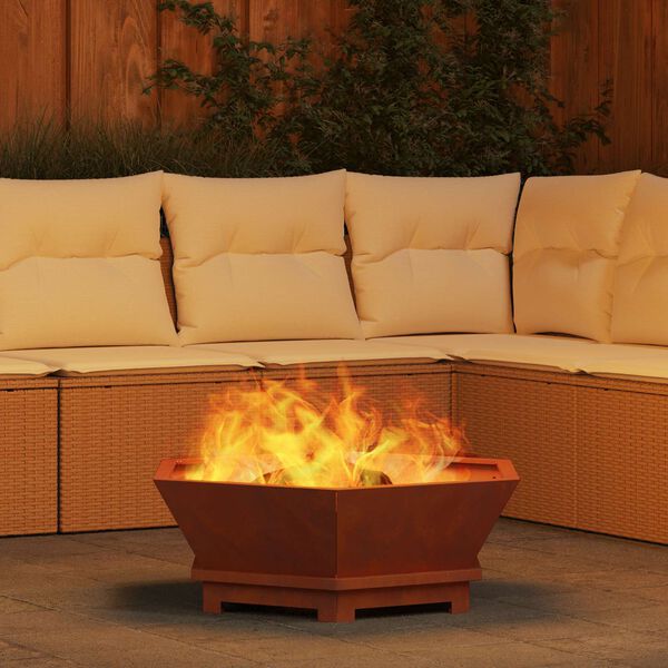 vidaXL Fire Pit Brown 75 x 75 x 28 cm Weathering Steel