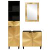 vidaXL Bathroom Cabinet Set 3 pcs Black and Gold Solid Mango Wood