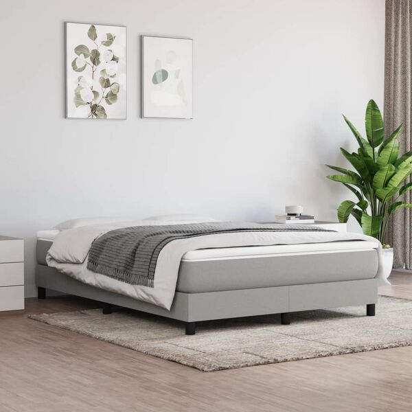 vidaXL Box Spring Bed Frame Light Grey Double Fabric (UK/IE/FI/NO only)