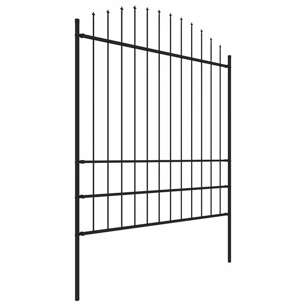 vidaXL Garden Fence with Spear Top Steel 170x200 cm Black