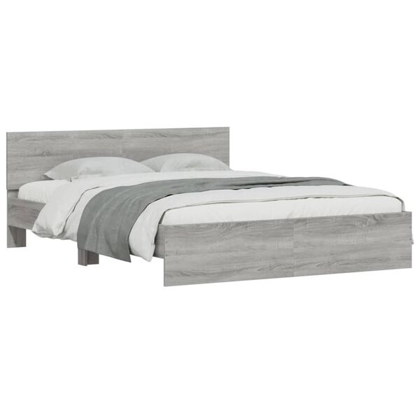 vidaXL Bed Frame without Mattress Grey Sonoma 140x190 cm