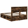 vidaXL Bed Frame with Mattress Smoked Oak 150 x 200 cm Solid Pine Wood