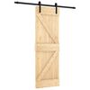 vidaXL Sliding Door Natural and Black 70 x 210 cm Solid Pine Wood
