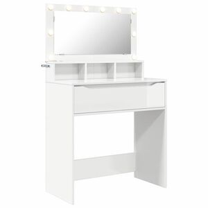 vidaXL Bedroom Dressing Tables High Gloss White 80 x 39.6 x 135 cm