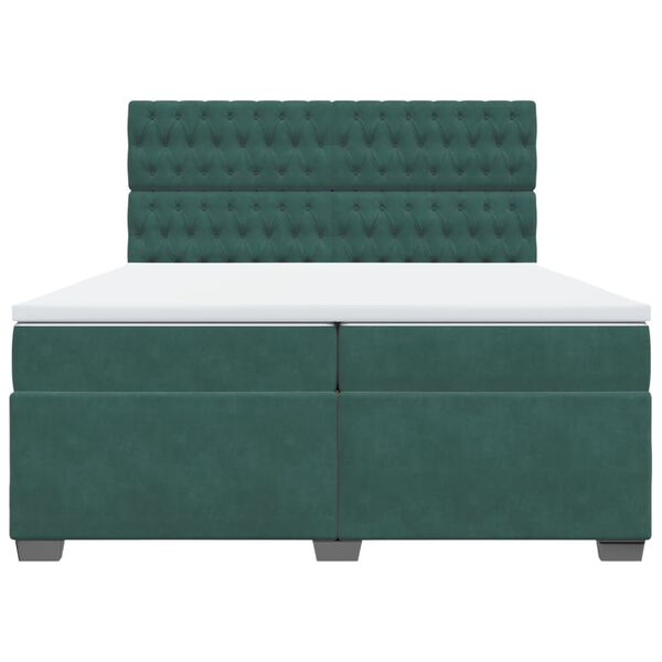 vidaXL Box Spring Bed with Mattress Dark Green 200x200 cm Velvet
