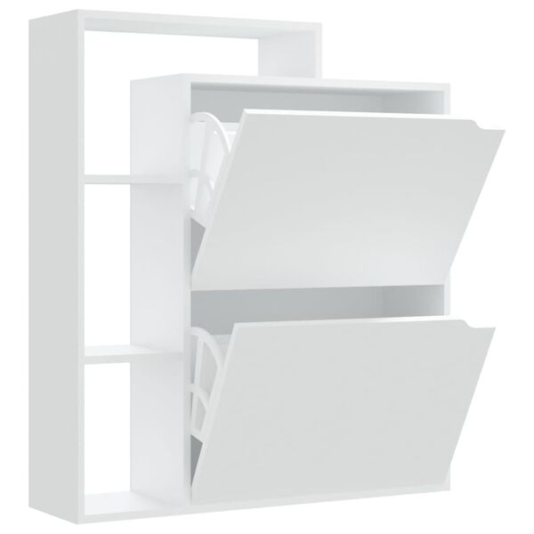 vidaXL Shoe Cabinet White 79.5x24x90.5 cm Engineered Wood