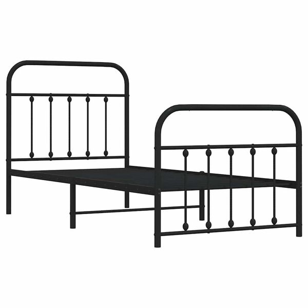 vidaXL Metal Bed Frame without Mattress with Footboard Black 90x190cm