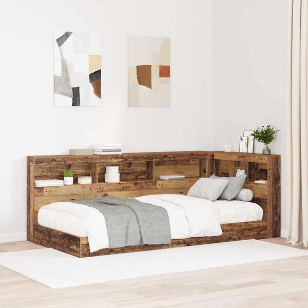 vidaXL Storage Headboard with Shelf Old Wood 90 cm Engineered Wood